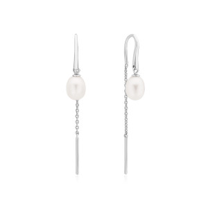 Cercei lungi cu lant si perle naturale albe din argint DiAmanti SK23109E_W-G (Argint 925‰ 1 g.)